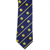 Silk tie lion mark dark blue x yellow stripe