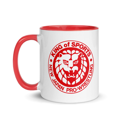 Lion Mark Classic Red Logo White Mug with Color Inside