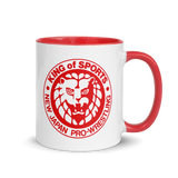 Lion Mark Classic Red Logo White Mug with Color Inside