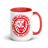 Lion Mark Classic Red Logo White Mug with Color Inside