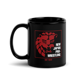 Lion Mark Red Square Logo Black Glossy Mug