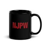 Lion Mark Red Square Logo Black Glossy Mug