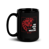 Lion Mark Red Square Logo Black Glossy Mug