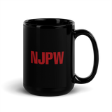 Lion Mark Red Square Logo Black Glossy Mug