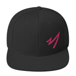 This black adjustable baseball cap has the Clark Connors Wild Rhino Mark embroidered in pink thread on the left front side.